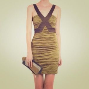 🍶🌰Mocha/Green Simson Cocktail Dress🌰🍶